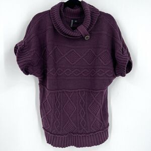 Nine West Chunky Knit Sweater large Purple 100% cotton‎  cable knit